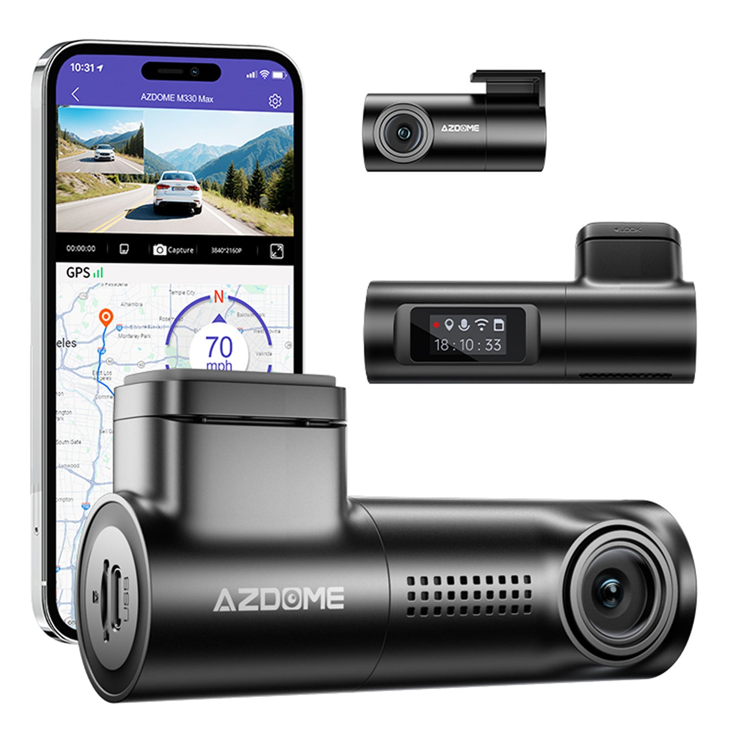 AZDome M330 Max 4K 2CH Dual Wifi GPS