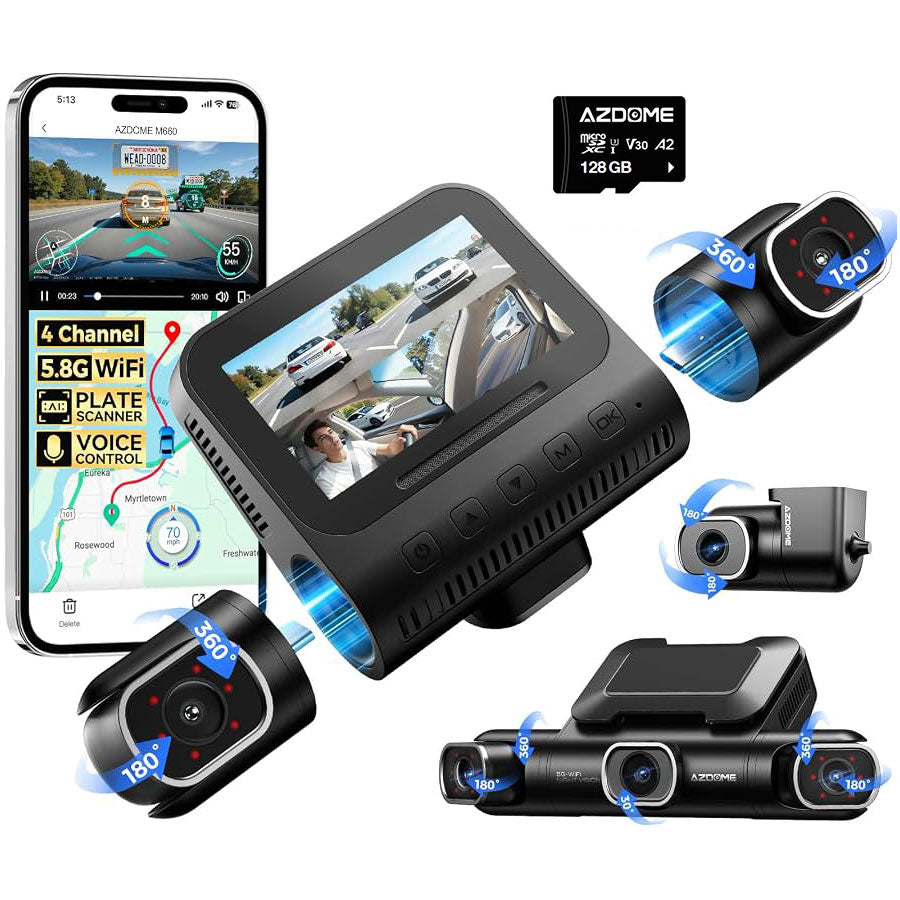 <tc>AZDome M660 Max 4CH 128 GB 4K WiFi GPS 360-Grad-Dashcam</tc>