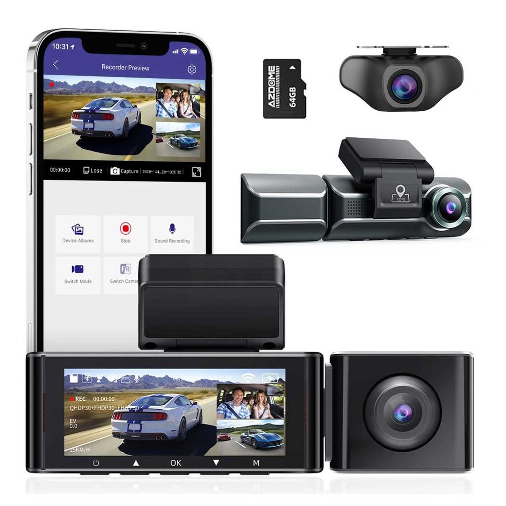 AZDome M770 Pro 3CH 4K Wifi GPS 64gb Dashcam