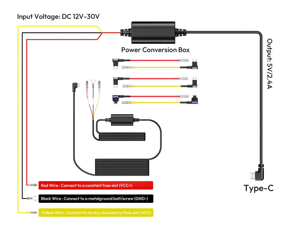 Botslab Hardwire Kit USB-C 3-Draht