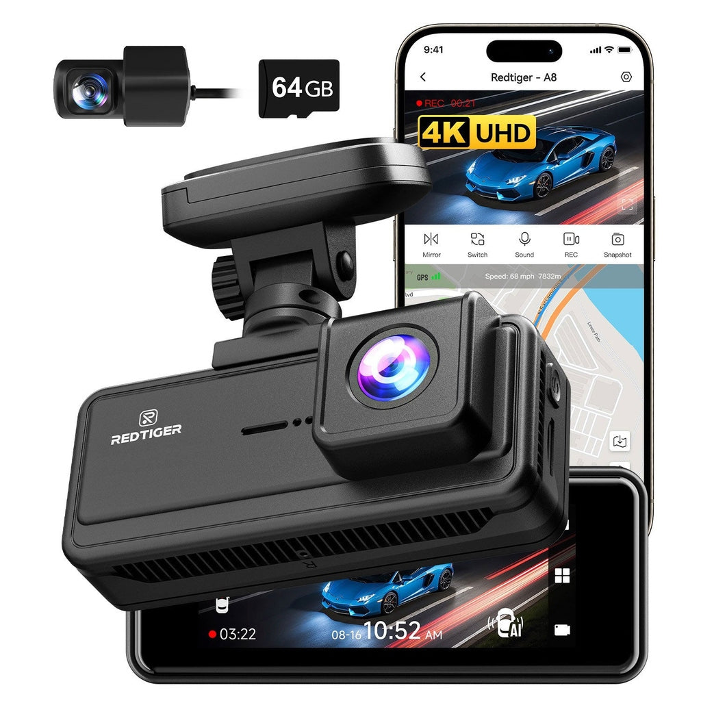 <tc>Redtiger A8 2CH 4K Touch WiFi GPS 64 GB Dashcam</tc>
