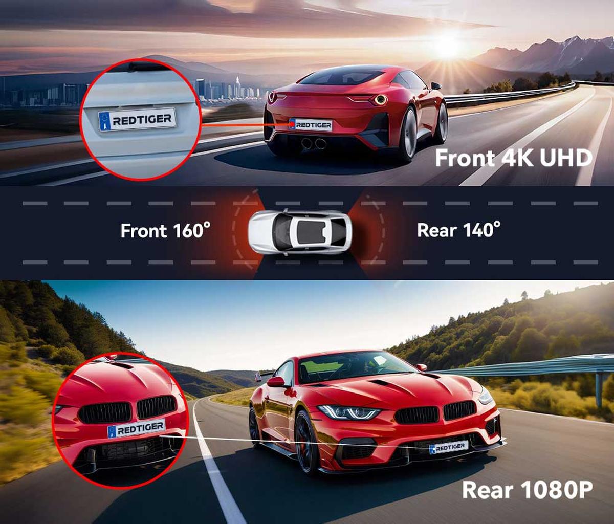 Redtiger F4 Pro 2CH 4K Touch Wifi GPS 128gb Dashcam
