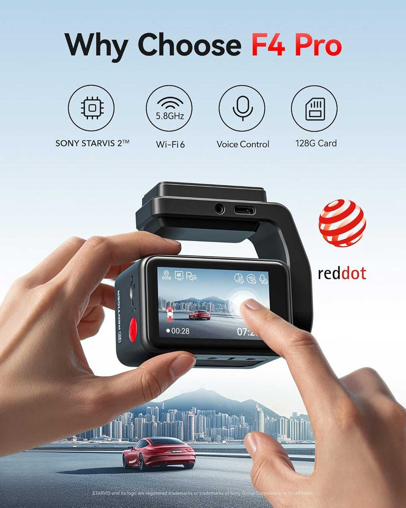 Redtiger F4 Pro 2CH 4K Touch Wifi GPS 128gb Dashcam