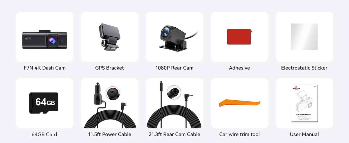Redtiger F7N 4K Wifi GPS 2CH 64gb Dashcam