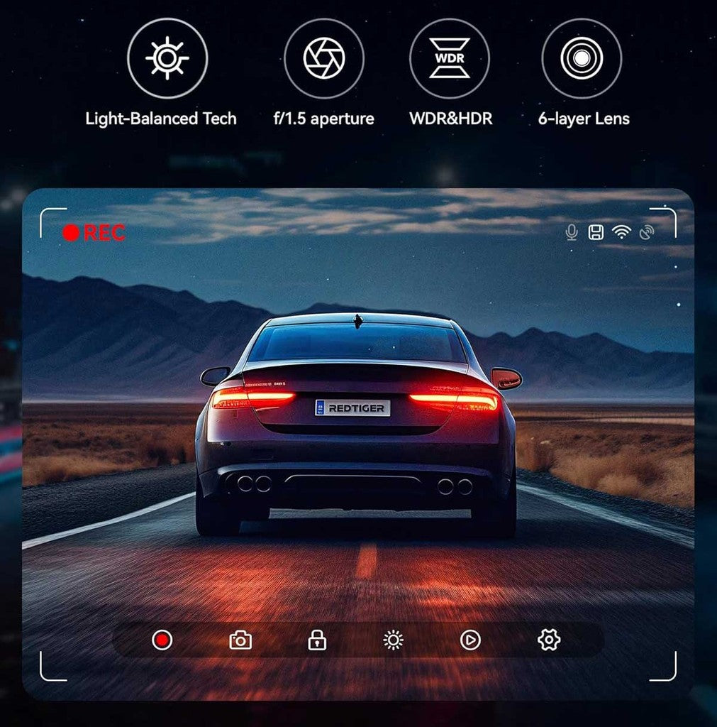 Redtiger F7N 4K Wifi GPS 2CH 64gb Dashcam