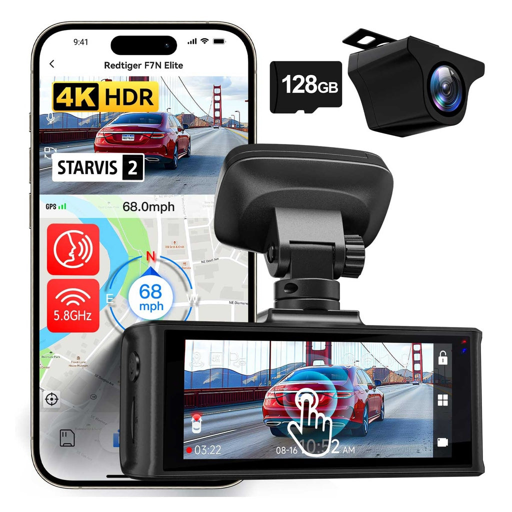 Redtiger F7N Elite 4K Touch Wifi GPS 2CH 128gb Dashcam
