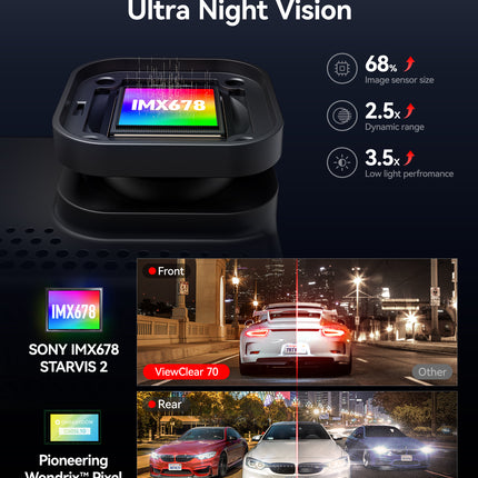 Redtiger ViewClear 70 4K Touch Wifi GPS 2CH 128gb dashcam