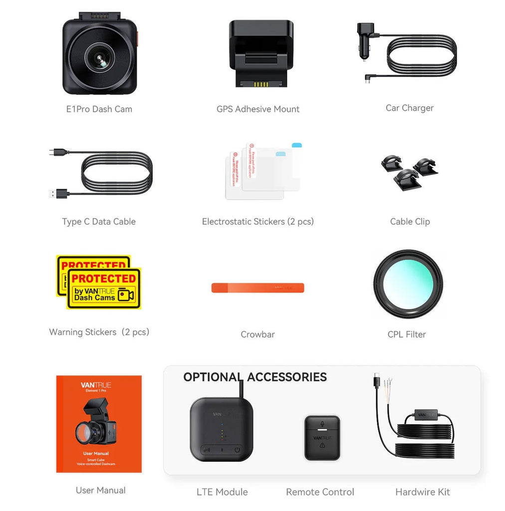 Vantrue E1 Pro Cloud 4K Wifi GPS Dashcam Allcam | dashcam experts Vantrue E1 Pro Cloud 4K Wifi GPS Dashcam Allcam | dashcam experts