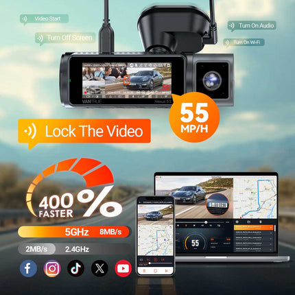 Vantrue N5S Cloud 2K 4CH Wifi GPS 360-Grad Dashcam