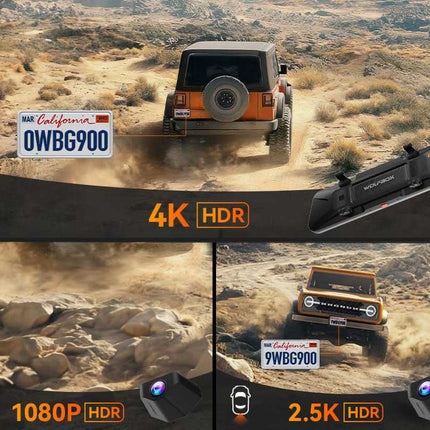 Wolfbox G900 Tripro Bumper 3CH 4K Wifi GPS 256gb Mirror Dashcam