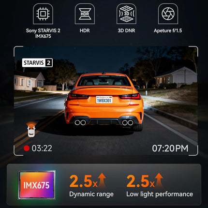 Wolfbox X3 Touch 2CH 2K Wifi GPS 64gb Dashcam