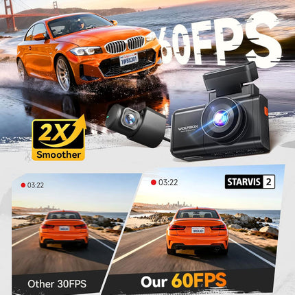 Wolfbox X3 Touch 2CH 2K Wifi GPS 64gb Dashcam