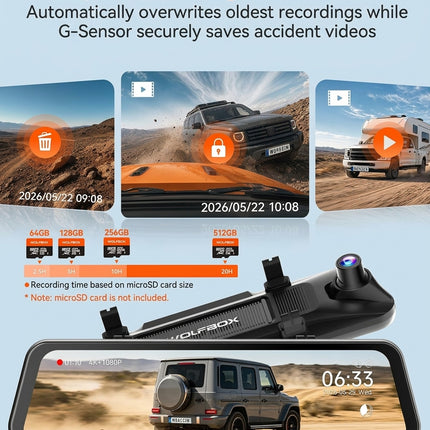 <tc>Wolfbox</tc> G900 Core 4K <tc>Wifi</tc> GPS-Spiegel <tc>Dashcam</tc>